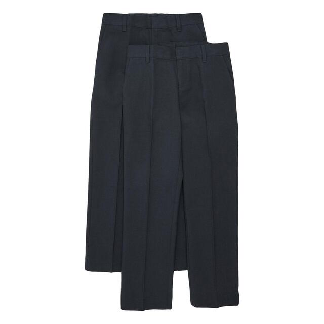 M&S Boys 2pk Navy Slim Leg School Trousers, 4-14 Years