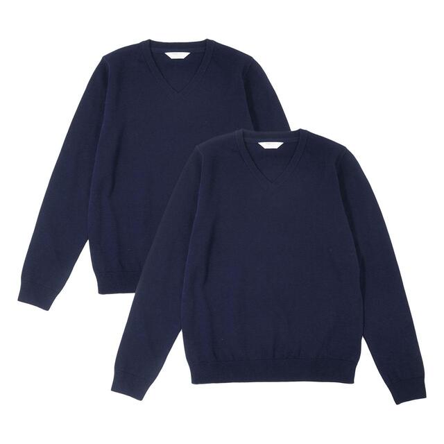 M&S 2pk Pure Cotton School Jumper, 3-12 Years, Navy thumbnail 2