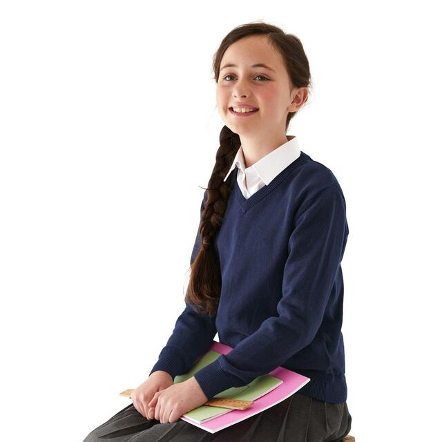 M&S 2pk Pure Cotton School Jumper, 3-12 Years, Navy thumbnail 3