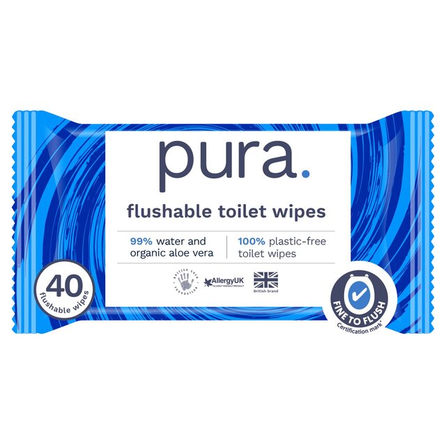 Pura 100% Plastic free, biodegradable flushable toilet wipes