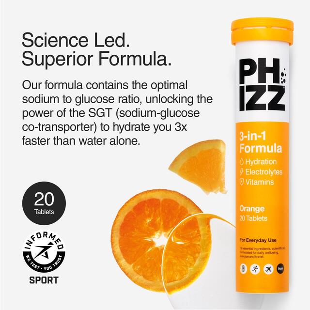 Phizz Orange Multivitamin, Hydration & Electrolyte Effervescent Tablets thumbnail 3