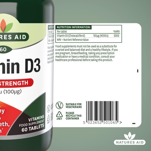 Natures Aid Super Strength Vitamin D3 Tablets 4000iu  thumbnail 6