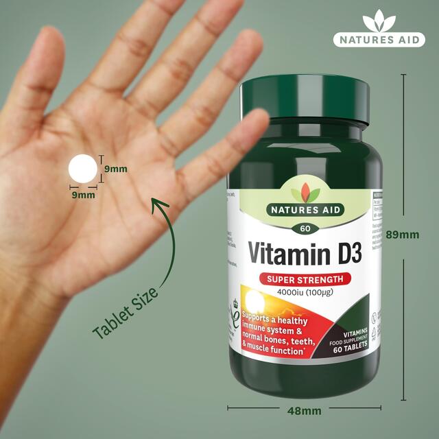 Natures Aid Super Strength Vitamin D3 Tablets 4000iu thumbnail 3
