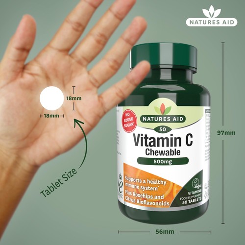 Natures Aid Chewable Vitamin C Supplement Capsules 500mg  thumbnail 2