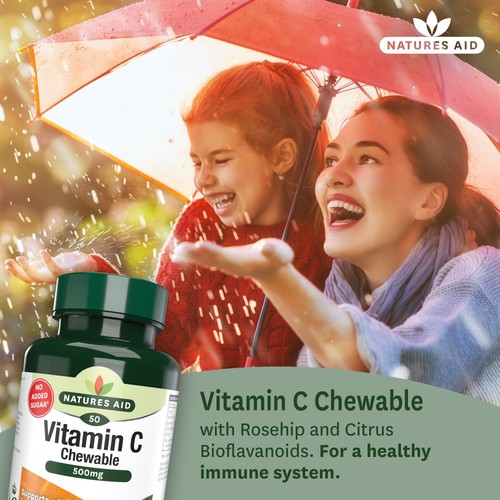 Natures Aid Chewable Vitamin C Supplement Capsules 500mg  thumbnail 6