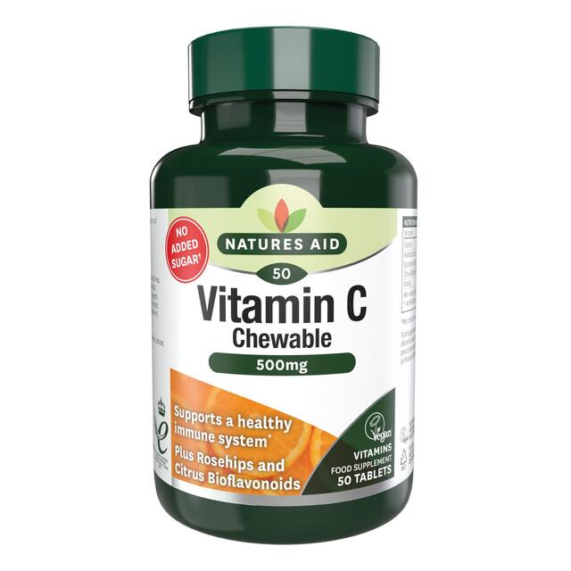 Natures Aid Chewable Vitamin C Supplement Capsules 500mg