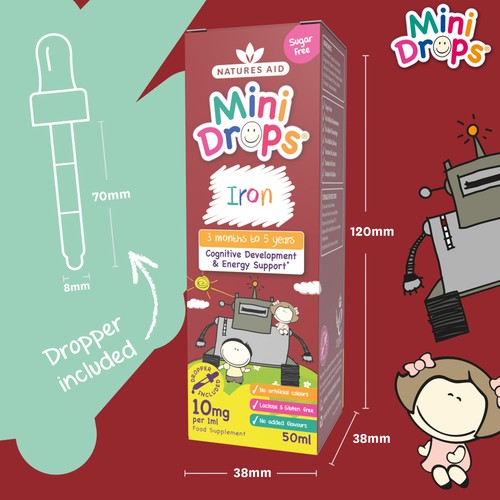 Natures Aid Infant's & Kid's Iron Mini Drops 10mg 3mnths - 5yrs  thumbnail 3
