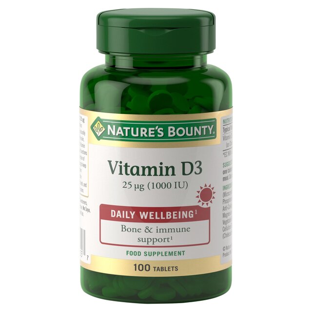 Nature's Bounty Vitamin D3 Supplement Tablets 25ug 1000IU