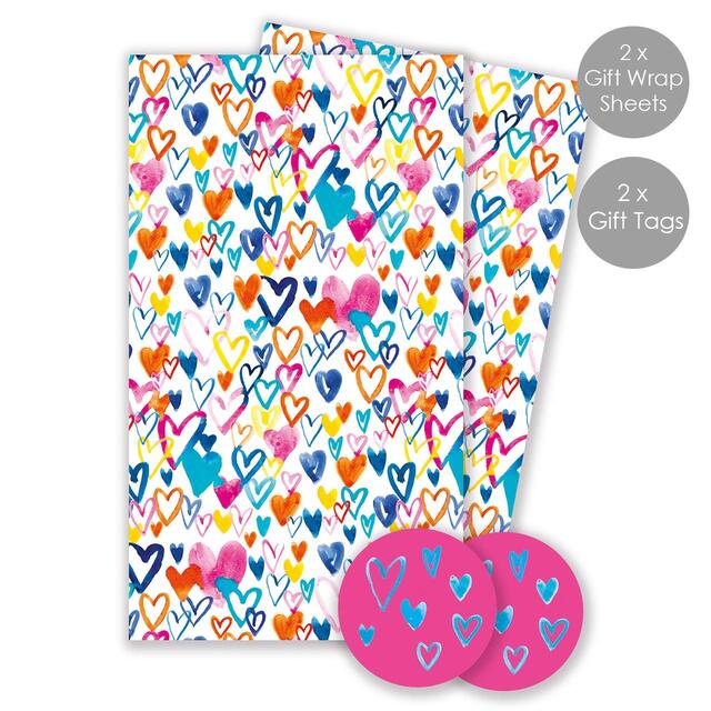 Hearts Gift Wrap Sheets & Tags