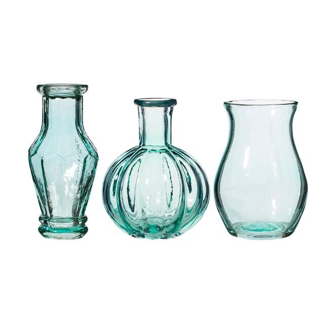 Sass & Belle Recycled Glass Vintage Bud Vases, Pale Blue
