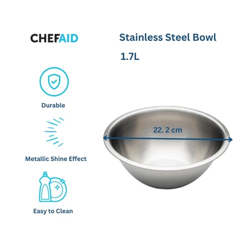 Chef Aid Stainless Steel Bowl 22.2cm thumbnail 2