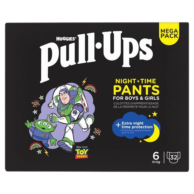 Huggies Pull-Ups Night Time Unisex Training Nappy Pants- Size 6 MEGA 32 Pk