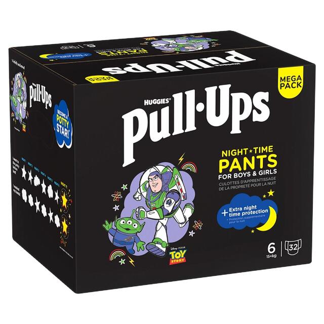 Huggies Pull-Ups Night Time Unisex Training Nappy Pants- Size 6 MEGA 32 Pk thumbnail 2