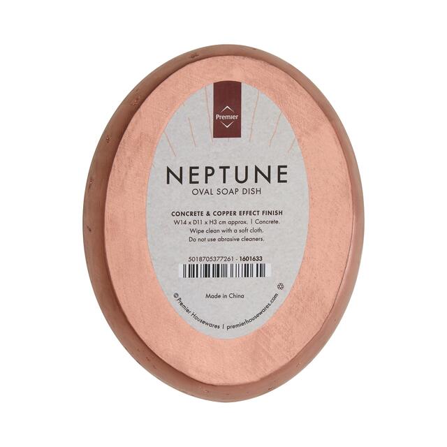 Premier Housewares Neptune Oval Soap Dish, Concrete and Copper thumbnail 2