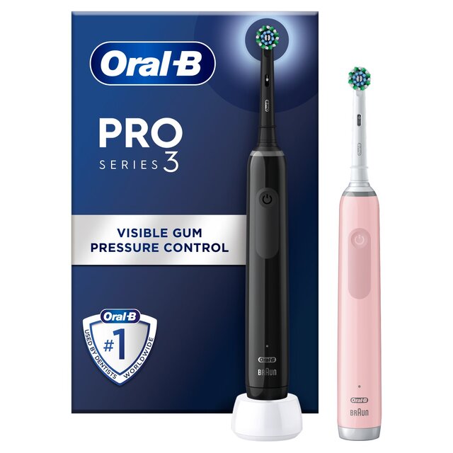 Oral-B Pro 3 3900 Black & Pink Electric Toothbrush Duo Pack