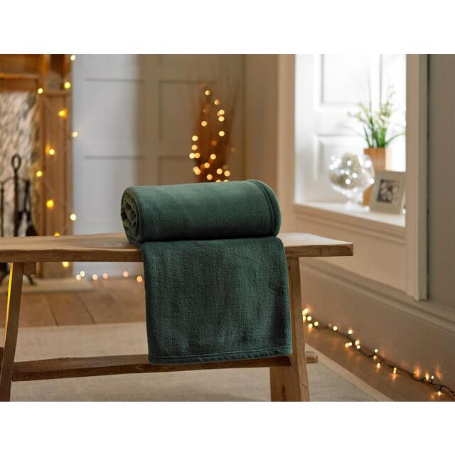 Deyongs Snuggle Touch Throw Dark Green thumbnail 2