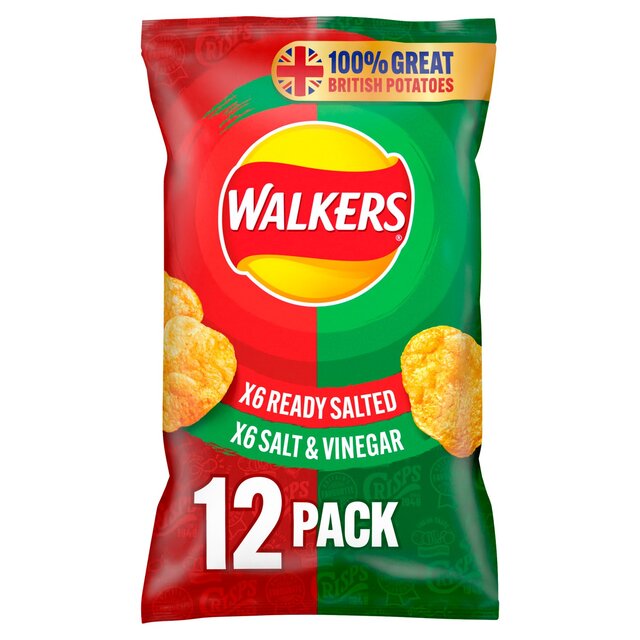 Walkers Ready Salted, Salt & Vinegar Variety Multipack Crisps