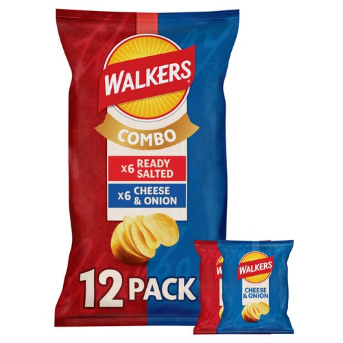 Walkers Ready Salted, Cheese & Onion Variety Multipack Crisps