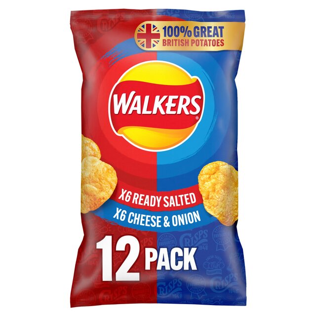 Walkers Ready Salted, Cheese & Onion Variety Multipack Crisps thumbnail 2