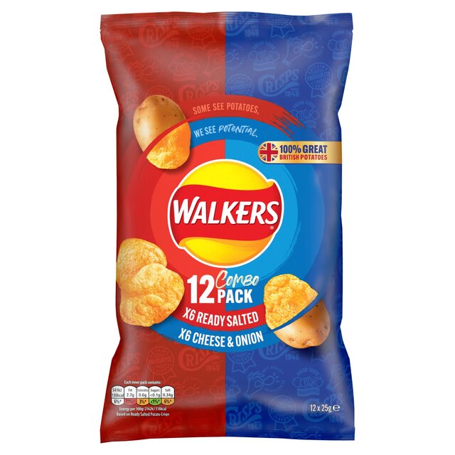 Walkers Ready Salted, Cheese & Onion Variety Multipack Crisps thumbnail 3
