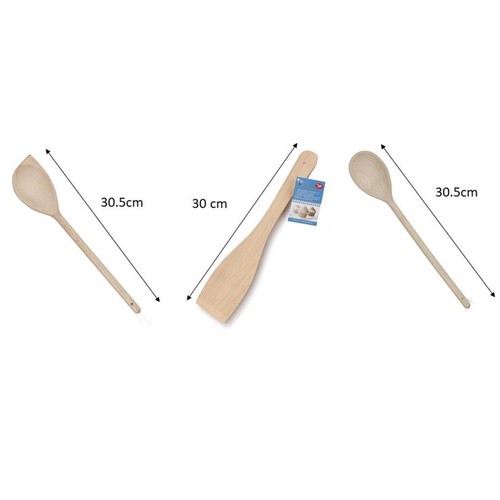 Tala 3 Beech Utensils, 30cm Spoons and Spatula thumbnail 2