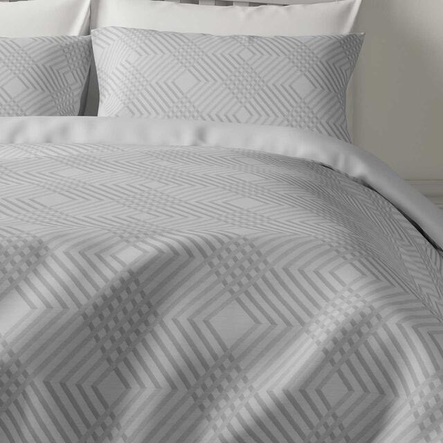M&S Pure Cotton Single Geometric Sateen Bedding Set, Grey thumbnail 2