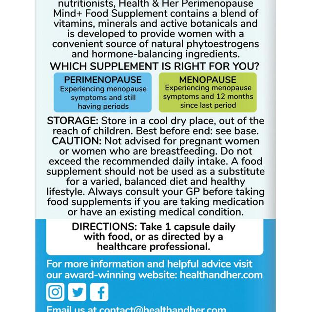 Health & Her Perimenopause Mind+ Multi-nutrient Supplement Capsules thumbnail 4