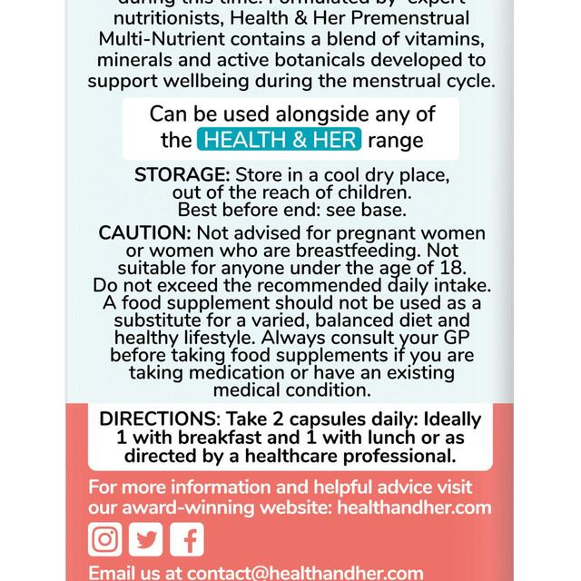 Health & Her Premenstrual Multi-nutrient Support Supplement Capsules thumbnail 5