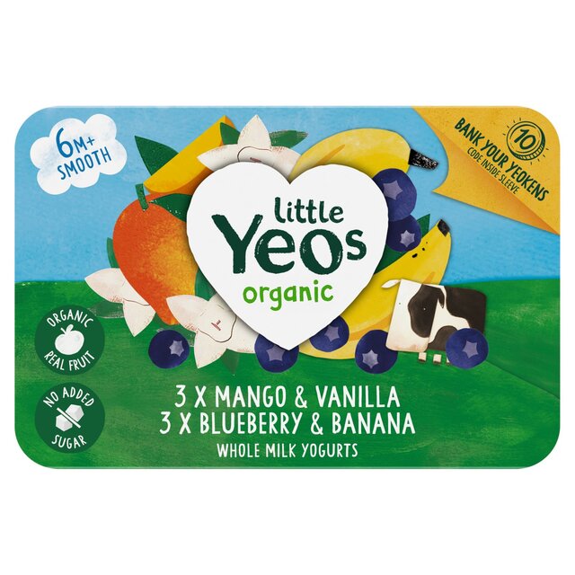 Yeo Valley Little Yeos No Added Sugar Mango & Vanilla, Blueberry & Banana