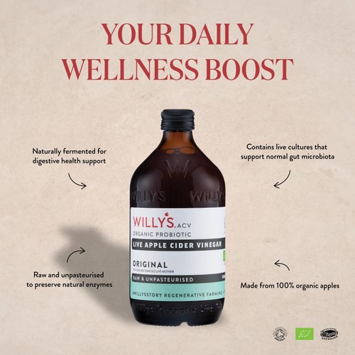 Willy's Organic Live Apple Cider Vinegar with 'The Mother'  thumbnail 4