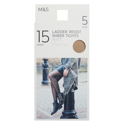 M&S Collection Womens 15 Denier Matt Tights, Medium, Rose Quartz