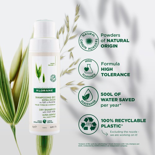 Klorane Eco-Friendly Dry Shampoo with Oat Milk for All Hair Types thumbnail 3