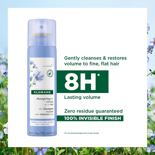 Klorane Volumising  Dry Shampoo with Organic Flax Fibre for Fine, Limp Hair thumbnail 3