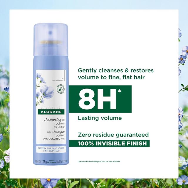 Klorane Volumising  Dry Shampoo with Organic Flax Fibre for Fine, Limp Hair thumbnail 3