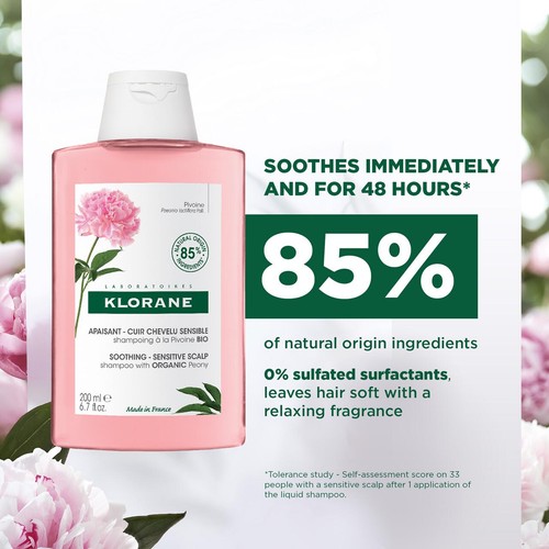 Klorane Soothing Shampoo with Organic Peony for Sensitive Scalps thumbnail 2