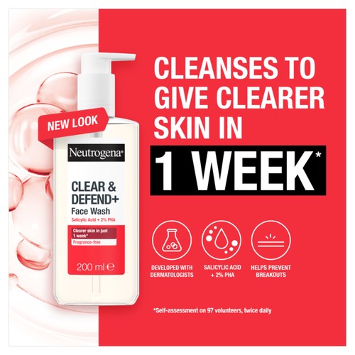 Neutrogena Clear and Defend+ Face Wash with Salicylic Acid + 2% PHA thumbnail 3