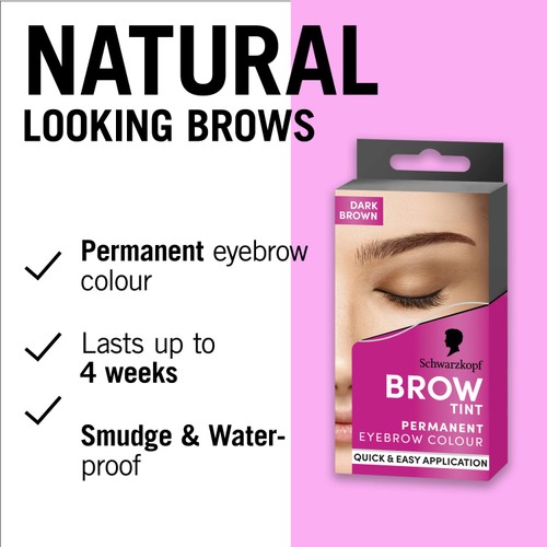 Schwarzkopf Brow Tint Permanent Eyebrow Colour Dark Brown thumbnail 2