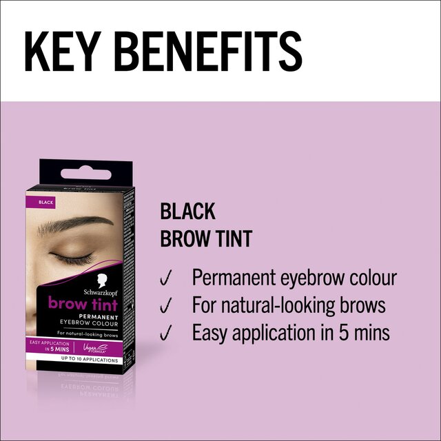 Schwarzkopf Brow Tint Permanent Eyebrow Colour Black thumbnail 2