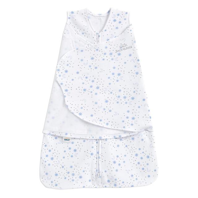 Halo SleepSack 1.5 TOG 100% Cotton Midnight Moons Blue Swaddle, 0-6 Months
