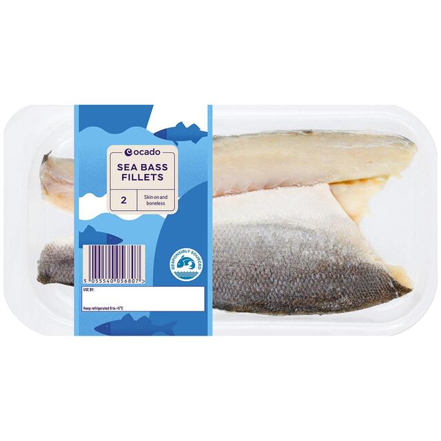 Ocado 2 Sea Bass Fillets Skin On & Boneless thumbnail 2