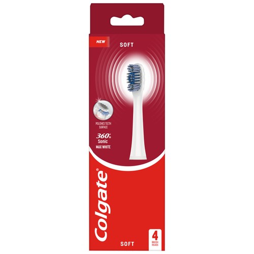 Colgate 360 Sonic Battery Toothbrush Heads Refills Max White Soft
