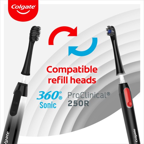 Colgate 360 Sonic Battery Toothbrush Heads Refills Charcoal Soft thumbnail 5
