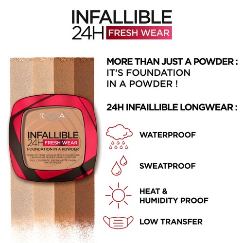 L'Oreal Paris Infallible 24H Foundation in a Powder, Shade 375 Deep Amber thumbnail 4
