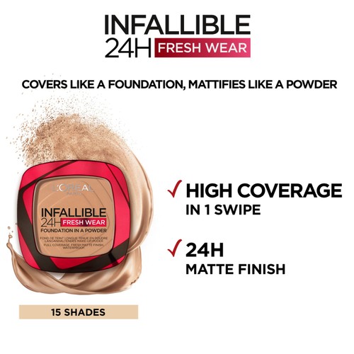 L'Oreal Paris Infallible 24H Foundation in a Powder, Shade 375 Deep Amber thumbnail 7