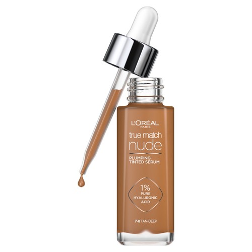 L'Oreal Paris True Match Nude Plumping Tinted Serum, Hyaluronic Acid, Tan