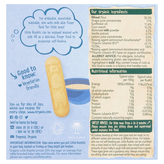Organix Little Ruskits Vanilla Organic Baby Rusks 6-8 months+ thumbnail 2
