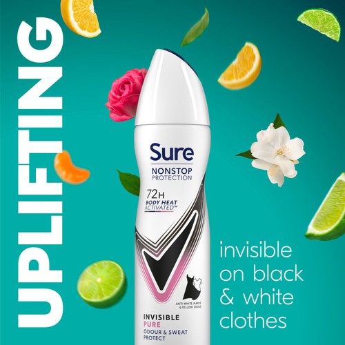 Sure Women 72hr Nonstop Protection Invisible Pure Antiperspirant Deodorant thumbnail 3