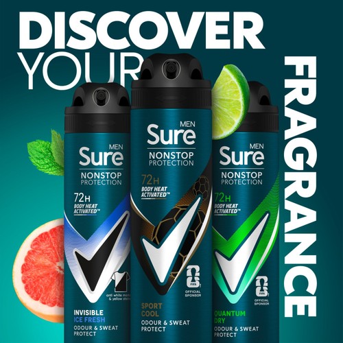 Sure Men 72hr Nonstop Protection Sport Cool Antiperspirant Deodorant  thumbnail 5