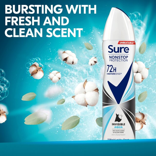 Sure Women 72hr Nonstop Protection Invisible Aqua Antiperspirant Deodorant thumbnail 3