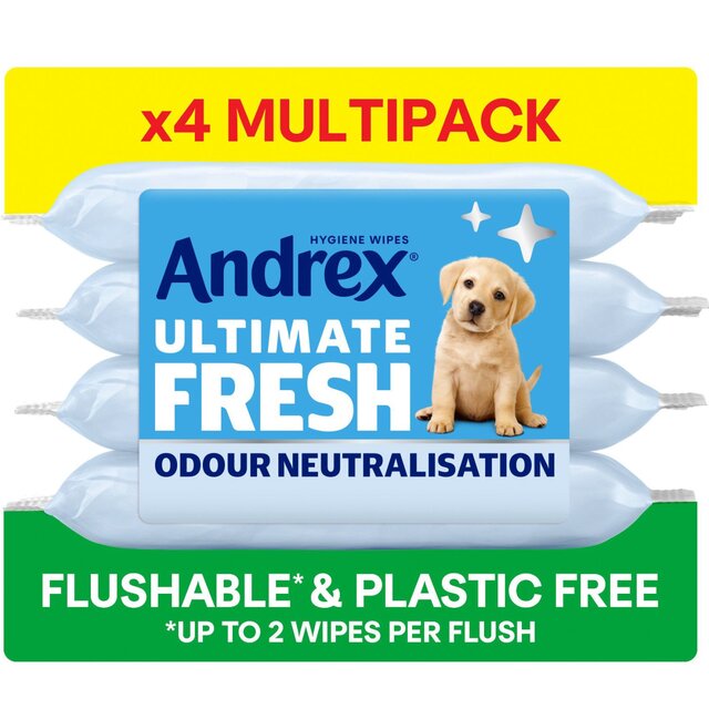 Andrex Ultimate Fresh Wipes Odour Control Quad Pack, 4 x 36 Moist Tissues